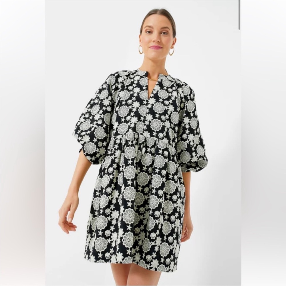 NWOT HYACINTH HOUSE Black Ivory Eyelet Long Sleeve Dress Floral XXL | K182